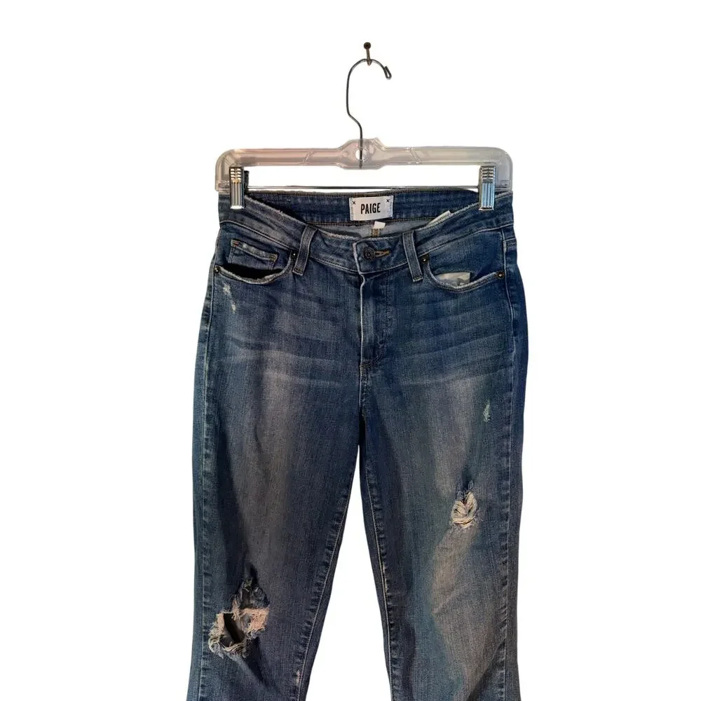 Paige 26 Waist Hoxton Distressed  Crop Skinny Legging Jeans Msrp. $219 - Picture 2 of 9